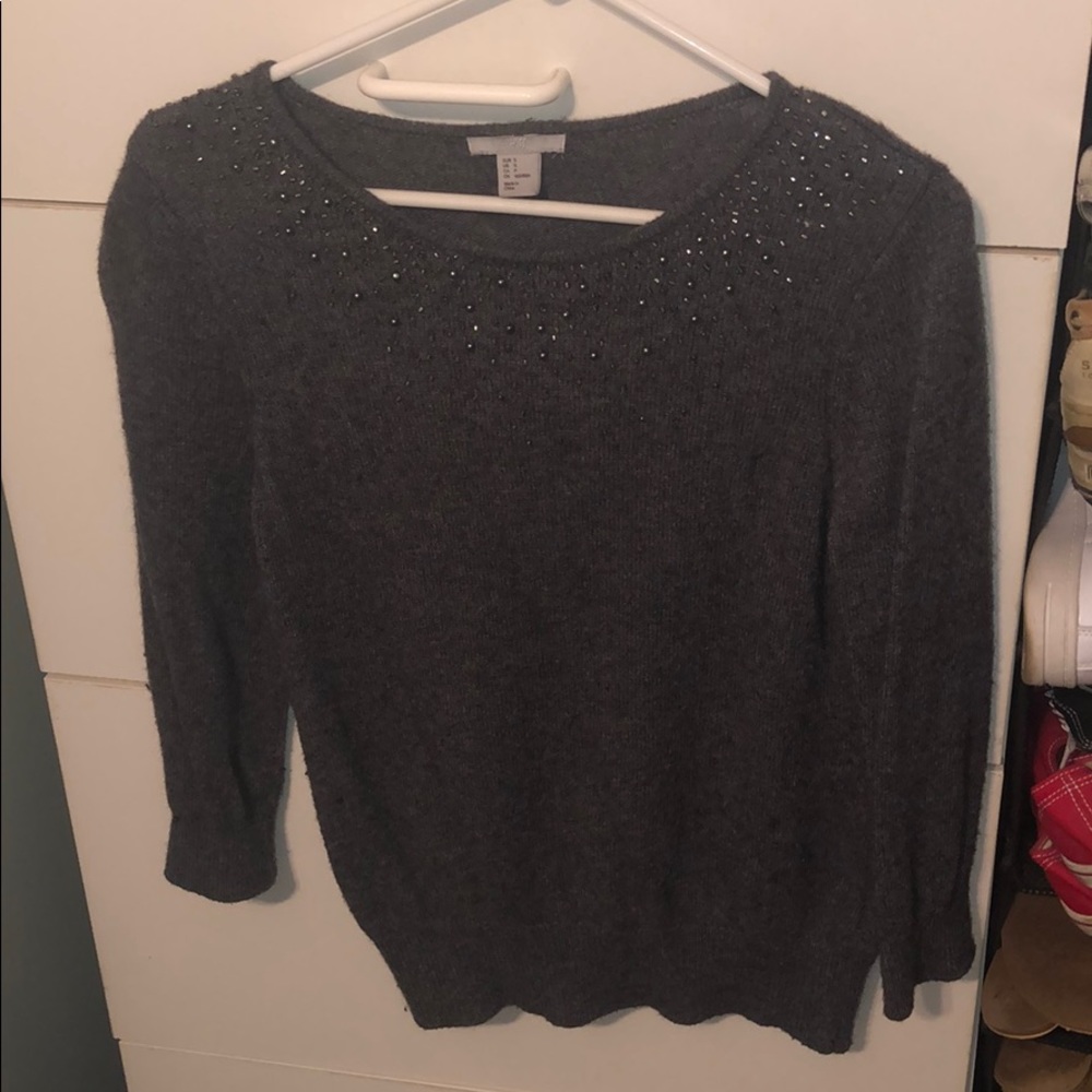 Jeweled gray sweater